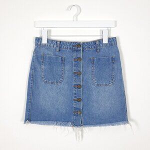 BDG Urban Outfitters Denim Fringe Mini Skirt